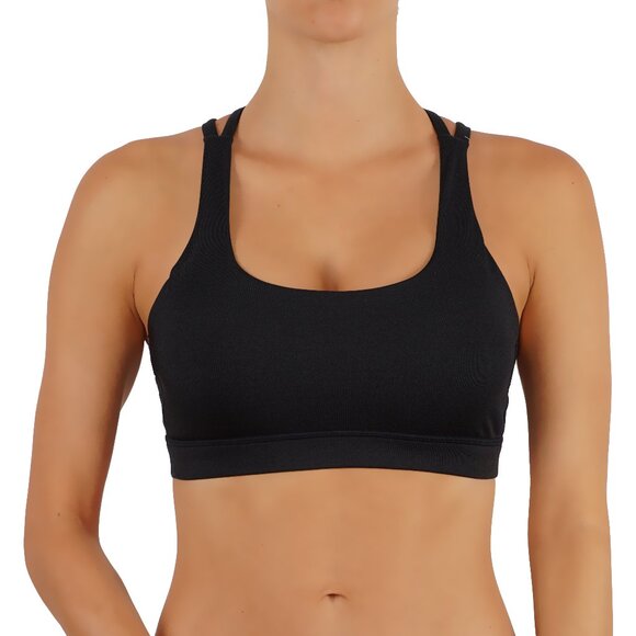 Yoga Bra Criss-Cross Strappy back Sports top High impact support Black Bra - Picture 2 of 3